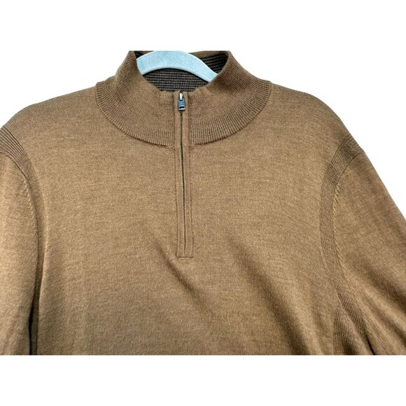 Express Mens Merino Wool Blend 1/4 Knit Sweater Large Brown - Picture 4 of 13